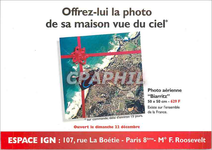 CPM Offrez lui la photo de sa maison vue du ciel Espace IGN Rue La Boetie Paris