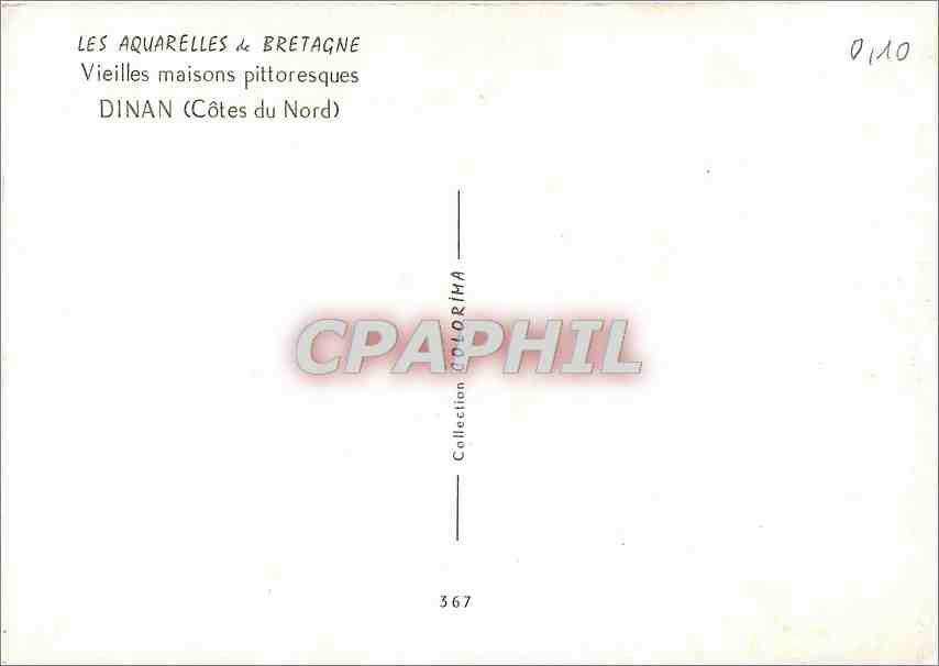 CPM Les Aquarelles Bretagne Vieilles maisons pittoresque Dinan (Cotes du Nord) — Rückseite
