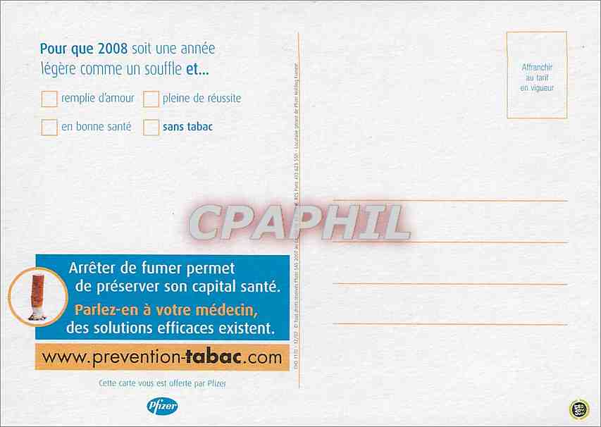 CPM Cote nouvelle annee ne manquera pas de souffle Prevention Tabac Sante — Rückseite