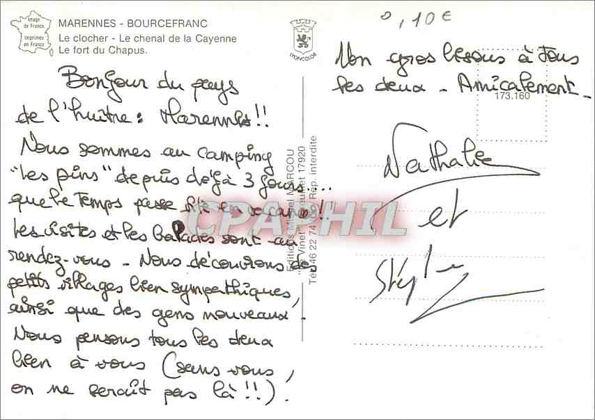 CPM Marennes Bourcefranc le clocher le chenal de la Cayenne le Fort du Chapus — Back