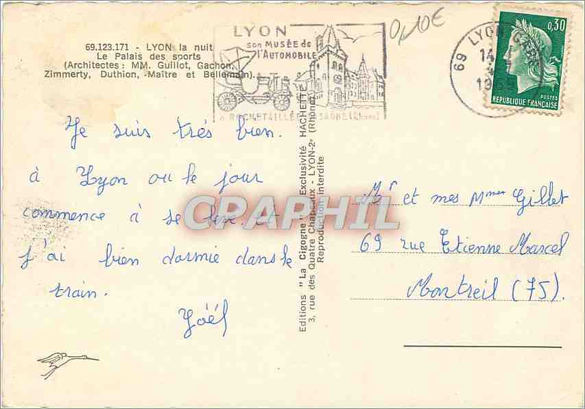 Palais des Sports — Lyon — Éditions 'La Cigogne' — Verso