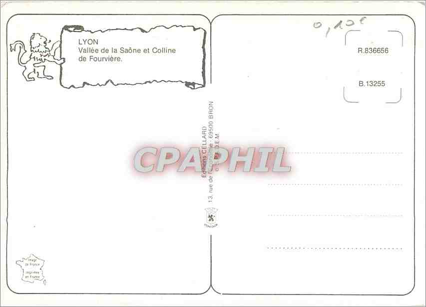 CPM Lyon (Rhone) Vallee de la Saone et Colline de Fourviere — Verso