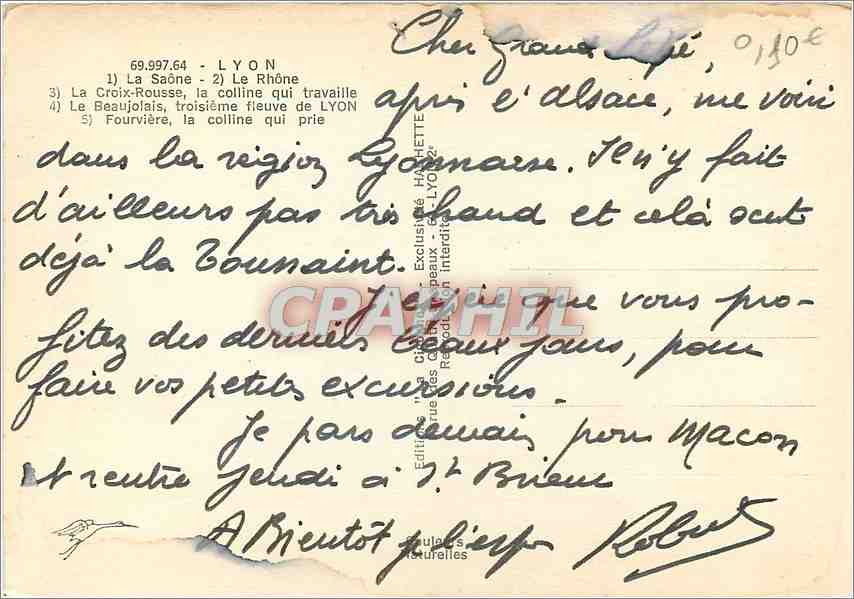 CPM Lyon (Rhone) La croix Rousse la colline qui travaille le Beaujolais Guignol — Rückseite