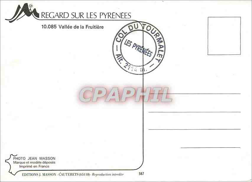CPM Rigard sur les Pyrenees Vallee de la Fruitiere — Rückseite