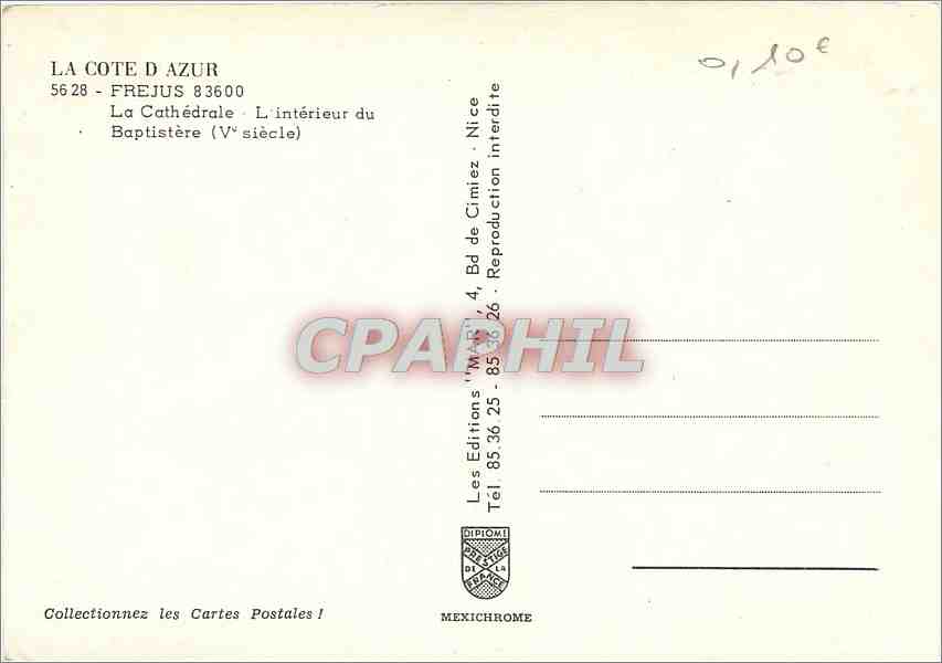 CPM Frejus (Var) La Cathedrale l'Interieur du Baptistere (Ve s) — Rückseite