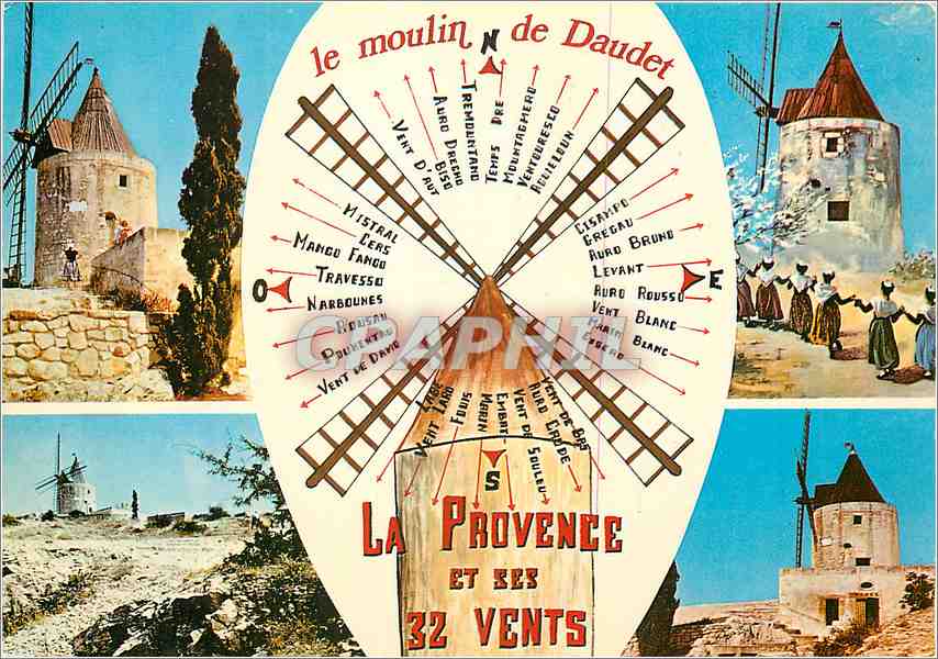 CPM Paysages de Provence Fontvieille (Bouche du Rhone) Le Moulin d'Alphonse Daudet et les vents de P