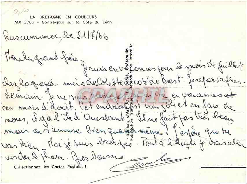 Ruscumano — Contre-jour sur la Côte du Léon — Éditions d'Art Tos — Rückseite