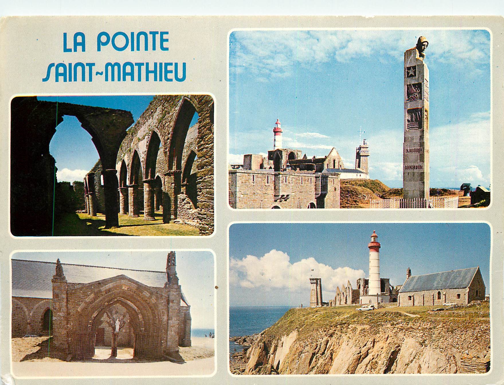 CPM Couleurs de Bretagne La Pointe Saint Mathieu les ruines de l'abbaye (VII le monument aux marins 