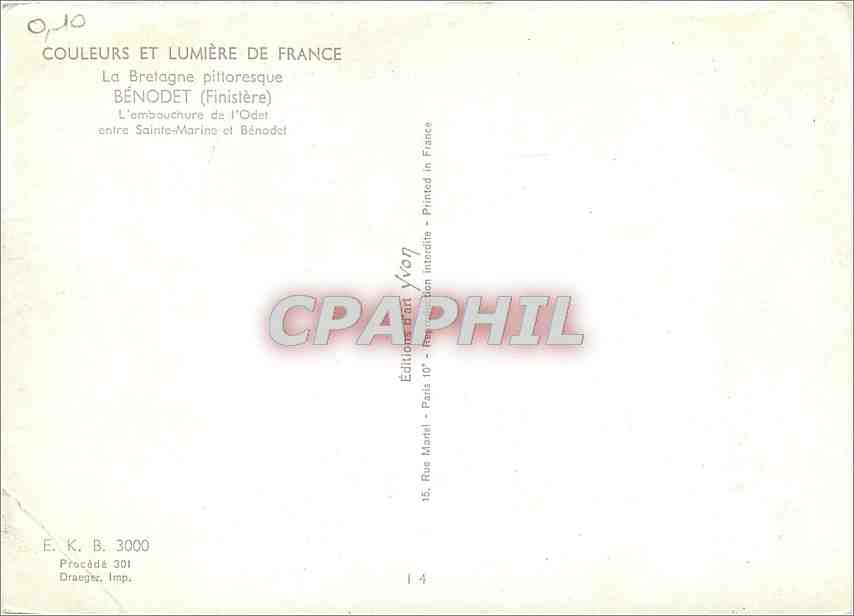 CPM Benodet (Finistere) l'embauchure de l'Odet entre Sainte Marine et Benodet — Rückseite