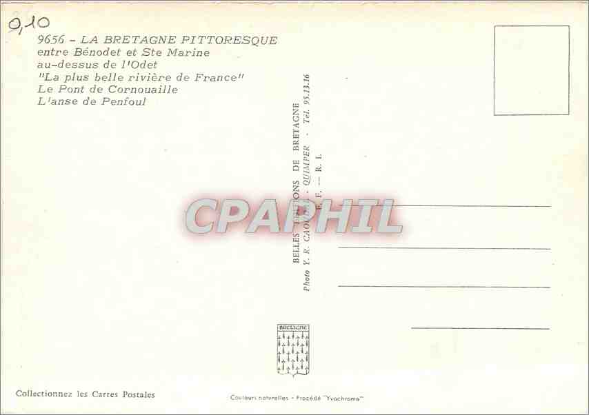 CPM La Bretagne Pittoresque entre Benodet et Ste Marine au dessus de l'Odet la plus belle riviere de — Rückseite