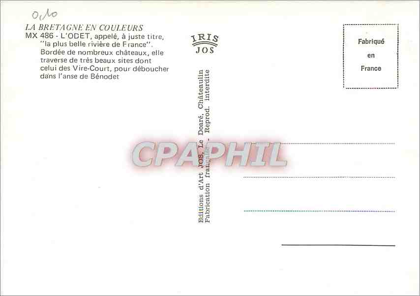 CPM L'Odet appele a jusste titre la plus belle riviere de France — Rückseite