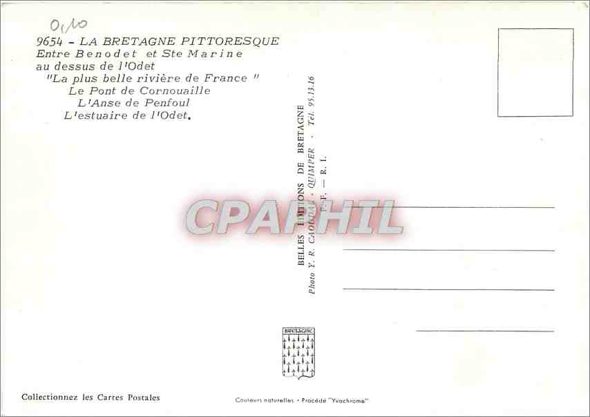 CPM La Bretagne Pittoresque Entre Benodet et Ste Marine au dessus de l'Odet — Rückseite