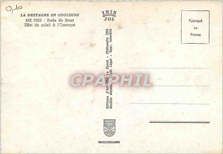 CPM La Bretagne en couleurs Rade de Brest Effet de Soleil a l'Omergat — Rückseite