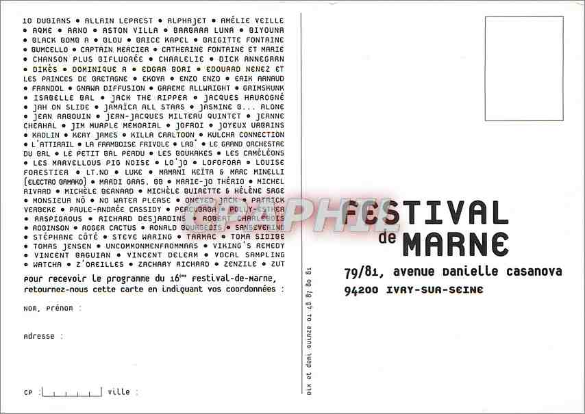 CPM Festival de Marne Bateau  — Rückseite
