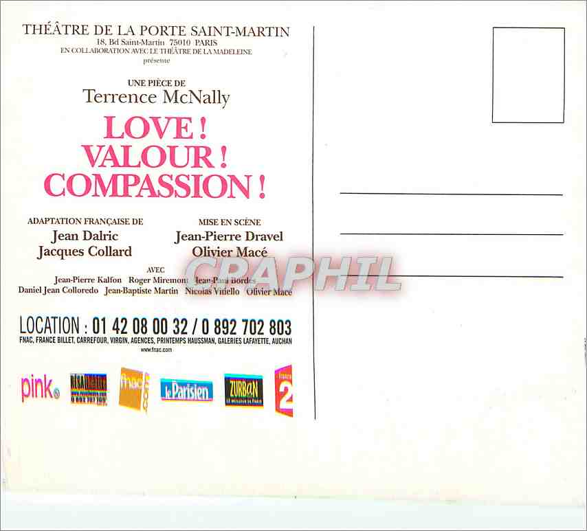 CPM Love Valour Compassion Theatre de la Porte Saint Martin — Rückseite