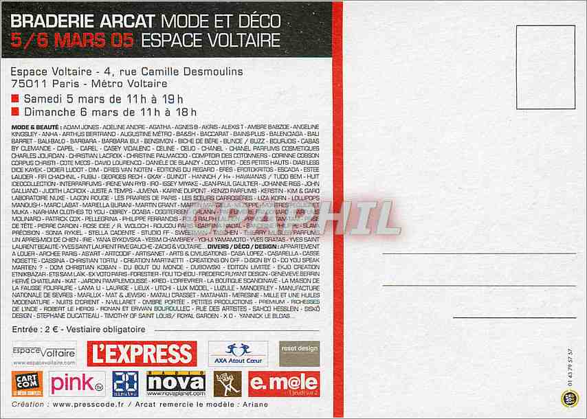 CPM Les Createurs ont du Cœur ARCAT — Rückseite