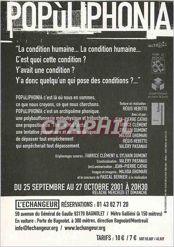 CPM L'Echangeur Cie Public Cheri — Rückseite