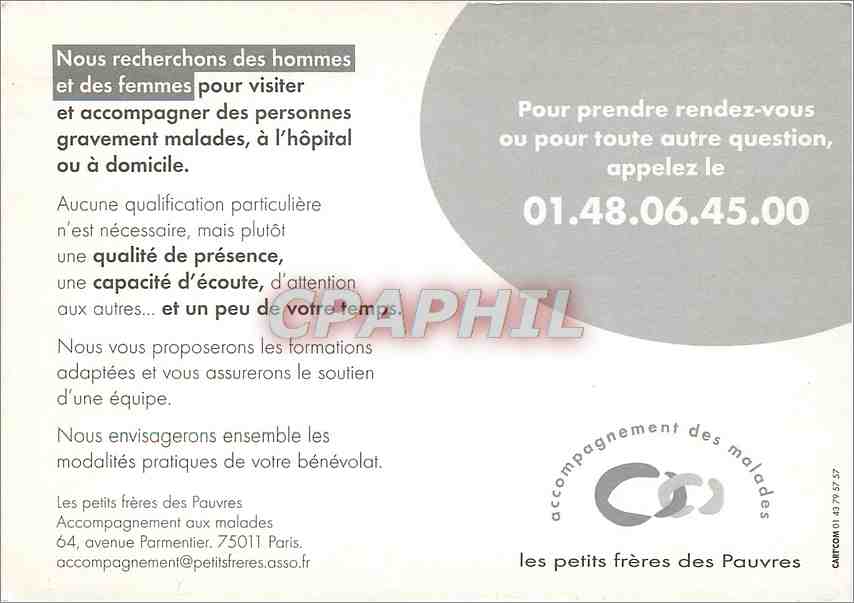 CPM Offrez un peu du temps a ceux qui sont malades Petits Freres des Pauvres — Rückseite