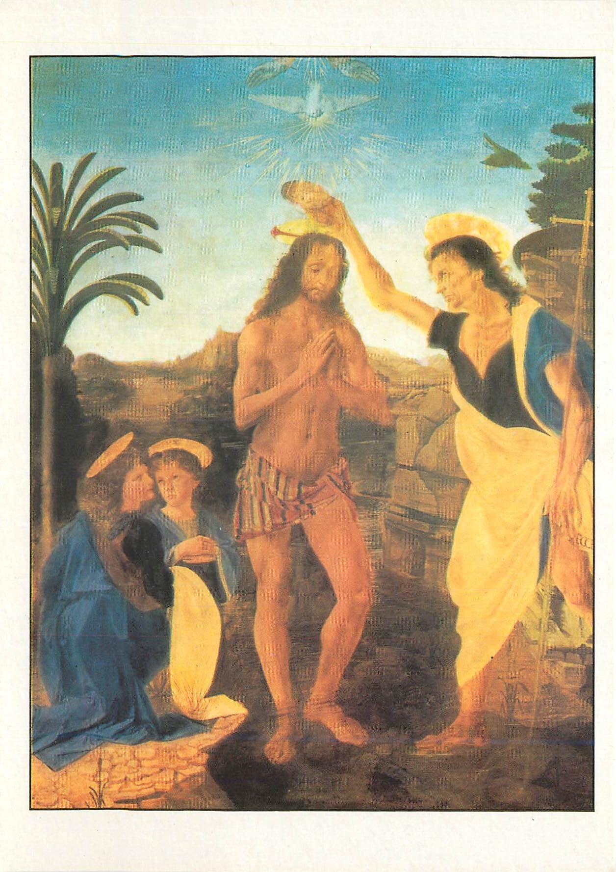 CPM Le Bapteme du Christ Verrocchio