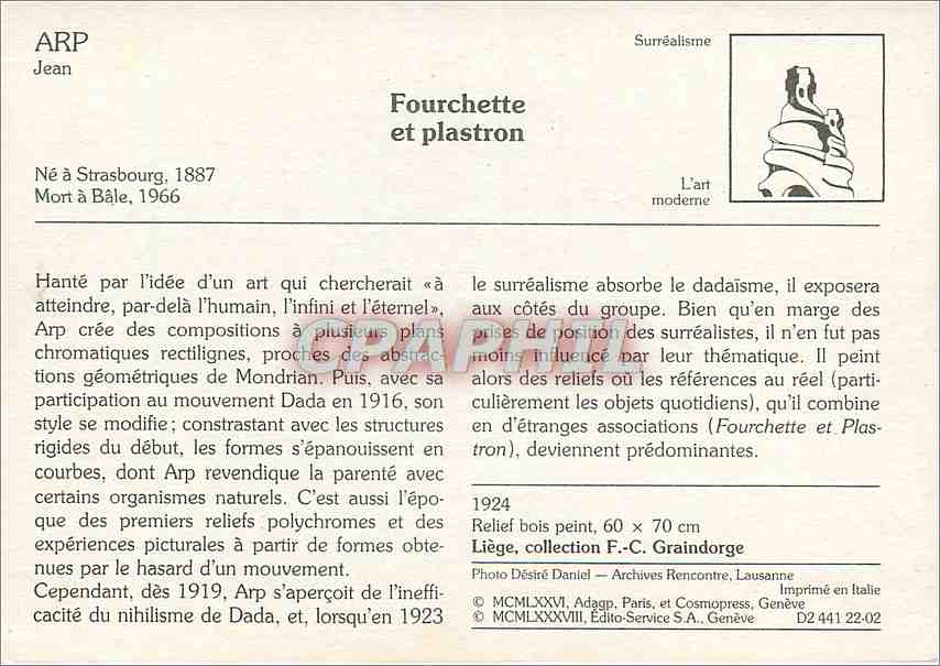 CPM Fourchette et plaston Arp — Rückseite