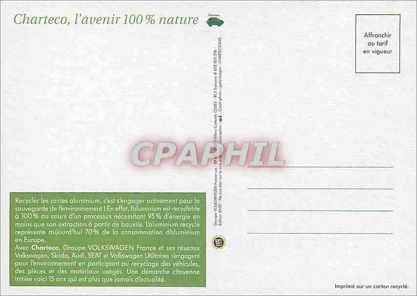 CPM Avec Charteco les jantes se reincarnent en papeir aluminium Volkswagen Automobile — Verso