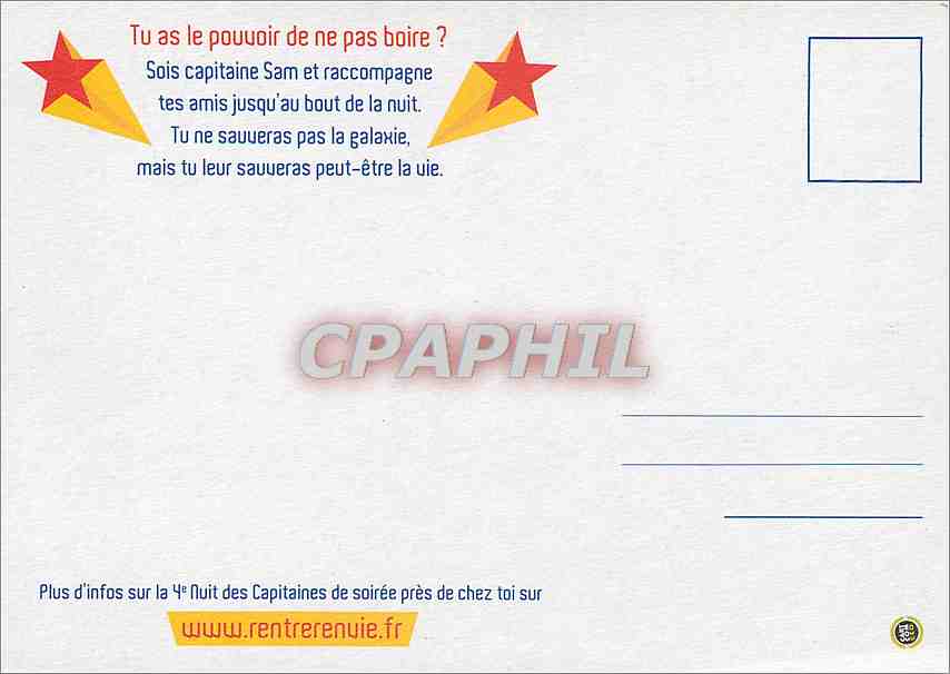 CPM Capitaine Sam Il a le pouvoir de ne pas Boire Alcool Prevention Routiere — Verso
