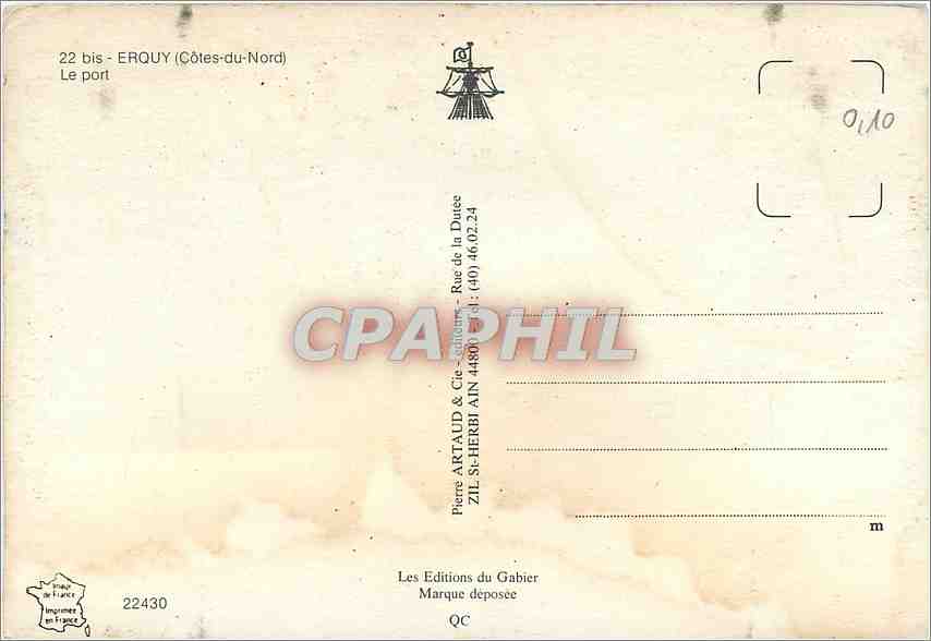 CPM Erquy (Cotes du Nord) Le port — Verso
