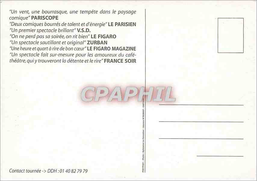 CPM Jean Franco et Jerome Paza Theatre d'Edgar Bd Edgar Quinet Paris — Verso