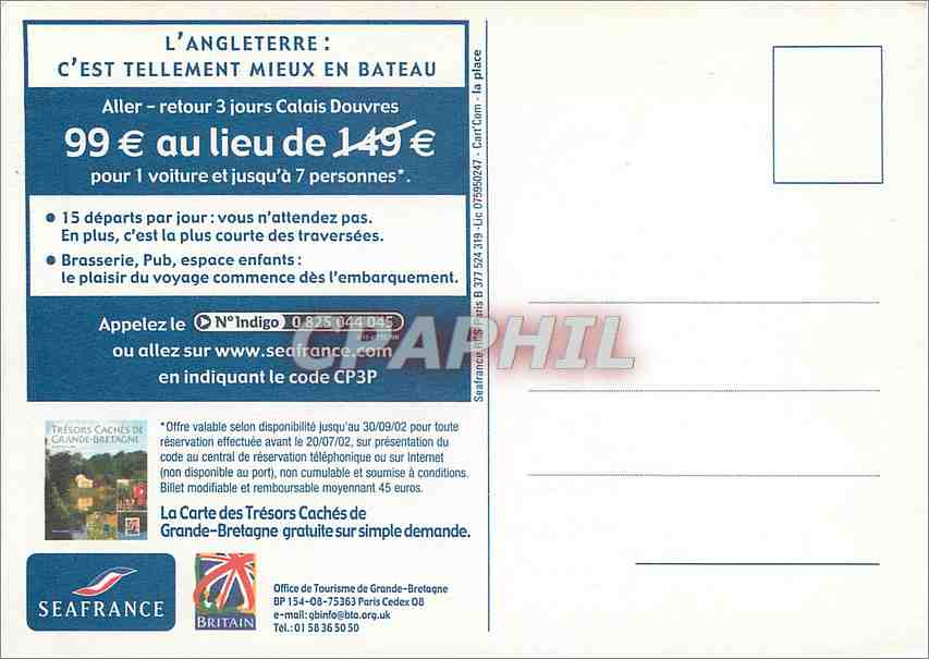CPM Pour l'Angleterre des chateaux Medievaux Seafrance Bateau — Verso