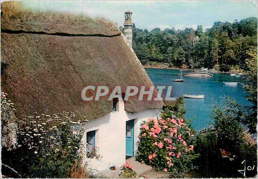 CPM La Bretagne en Couleurs Maison de pecheurs sur la riviere (Kerdruc) entre Pont Aven et Pont Mane