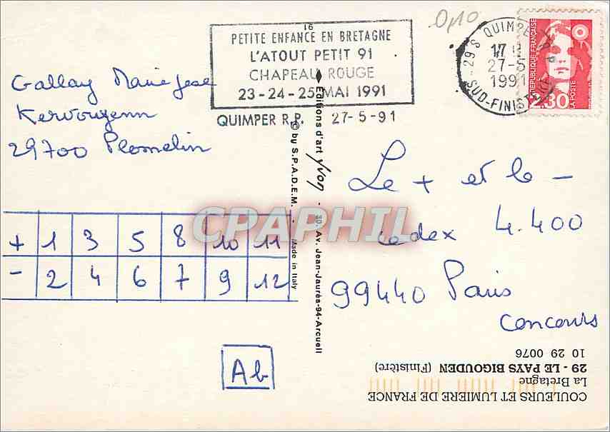 CPM Le Pays Bigouden Pont L'Abbe Le Guilvinec L'Ile Tudy Sainte Marine Loctudy Phare — Rückseite