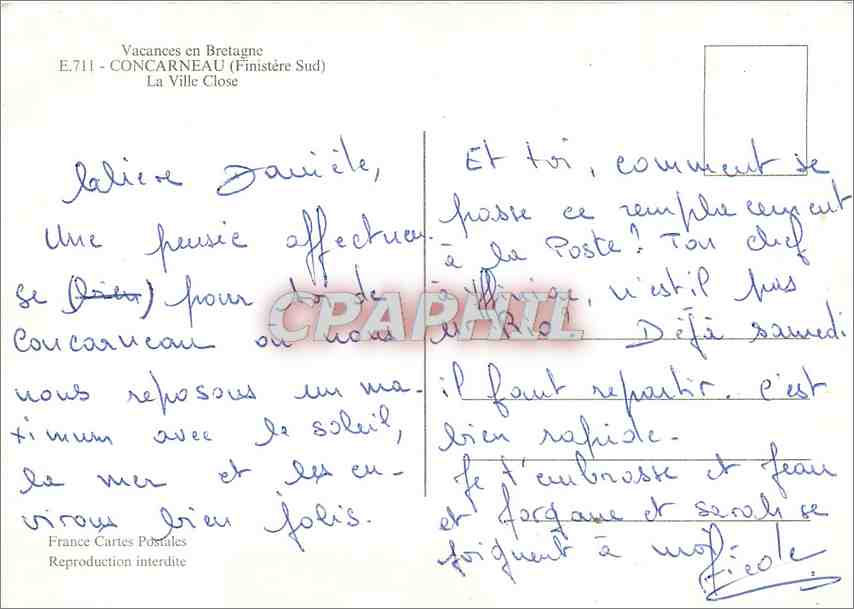 CPM Concarneau (Finistere) La Ville Close — Rückseite