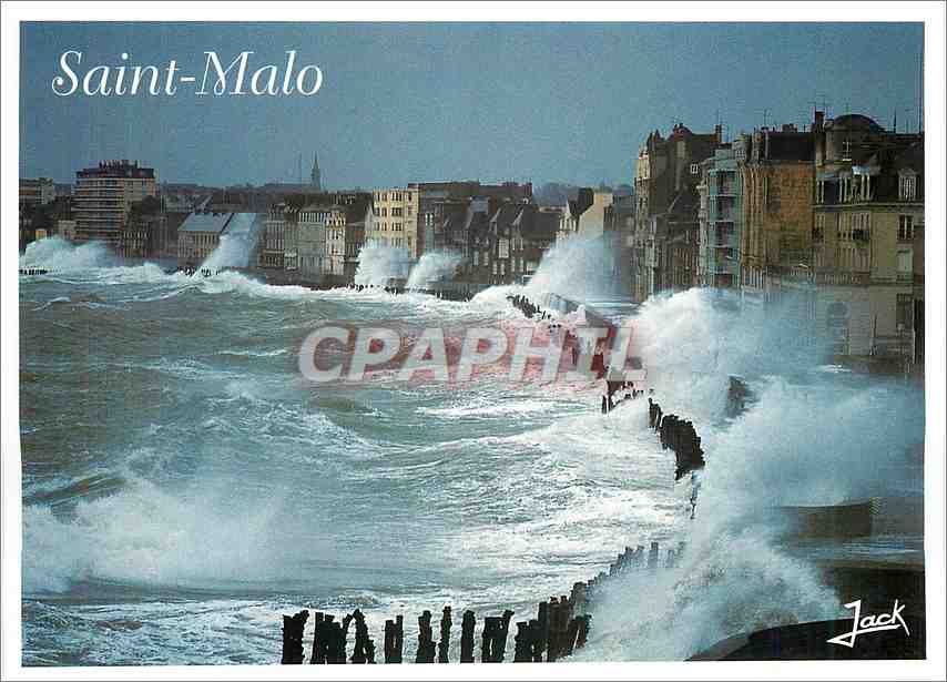 CPM La Cote D'Emeraude Saint Malo Cite Corsaire (I et V) Tempete d'equinoxe sur le sillon