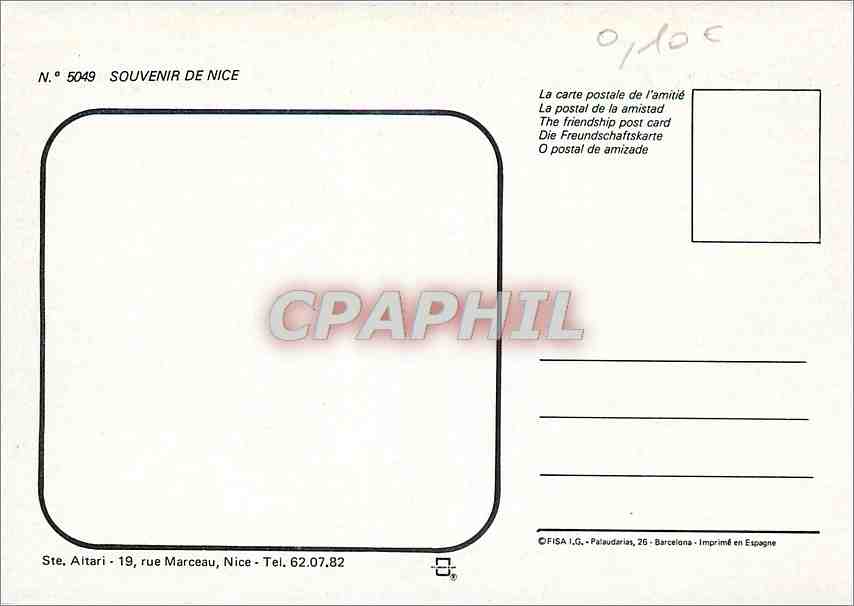 CPM Souvenir de Nice — Rückseite