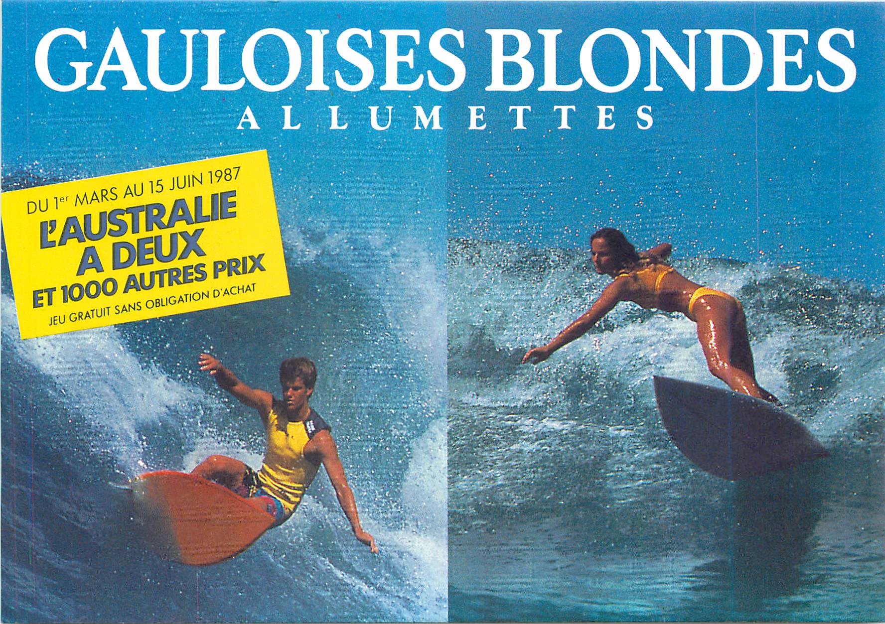 CPM Gauloises Bloindes Allumettes Surf Australie