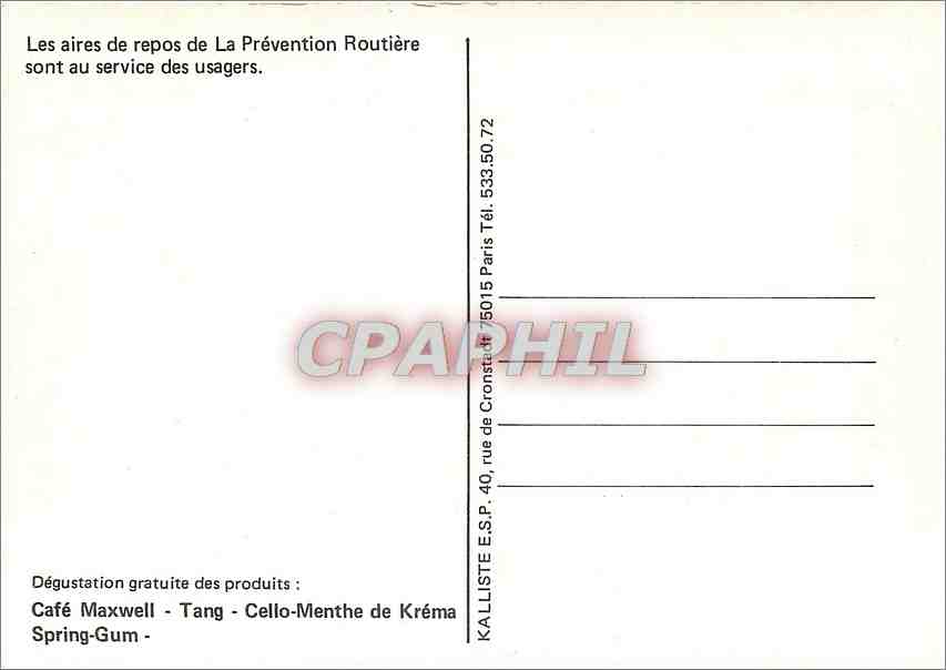 CPM Le Prevention Routiere Cafe Maxwell Tang Cello Menthe de Krema — Verso