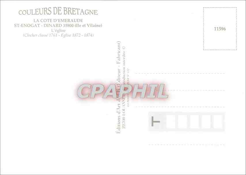 Saint-Enogat — Église et clocher — Éditions d'Art d'Anjou, n° 11596 — Reverso