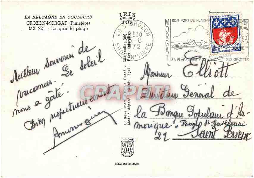 CPM Crozon Morgat (Finistere) La grande plage — Rückseite