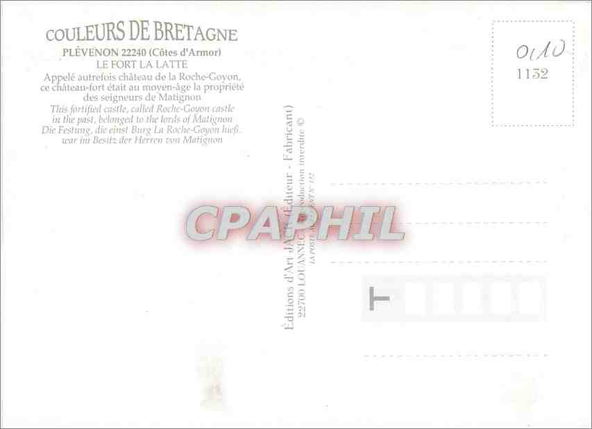 CPM Plevenon (Cotes d'Armor) Le Fort la Latte — Rückseite