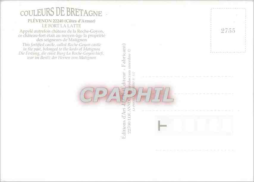 CPM Plevenon (Cotes d'Armor) Le Fort la Latte appele autrefois chateau de la roche Goyon — Rückseite