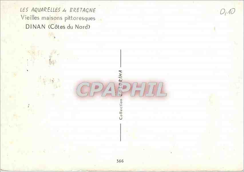 CPM Les Aquarelles Bretagne Vieilles maisons pittoresques Dinan (Cotes du Nord) — Rückseite