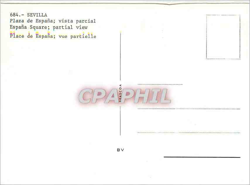 CPM Sevilla Place de Espana vue partielle — Rückseite
