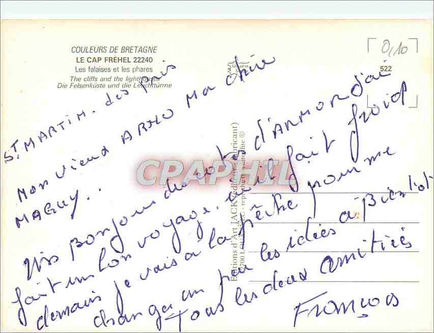 CPM Le Cap Frehel Les falaises et les phares — Rückseite