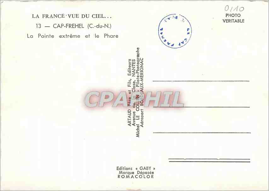 CPM Le Cap Frehel (Cote d'Armor) La Pointe extreme et le Phare — Rückseite