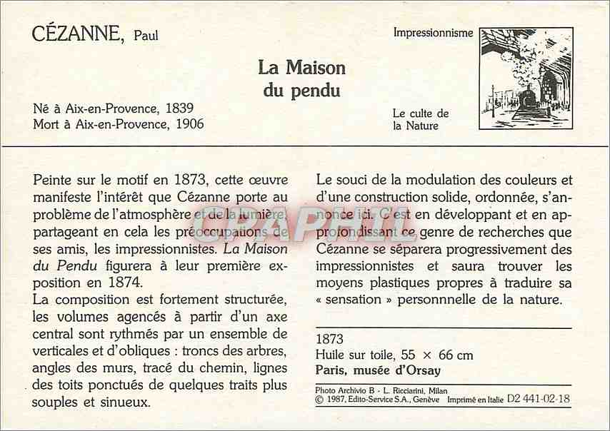 CPM Cezanne La Maison du pendu — Rückseite