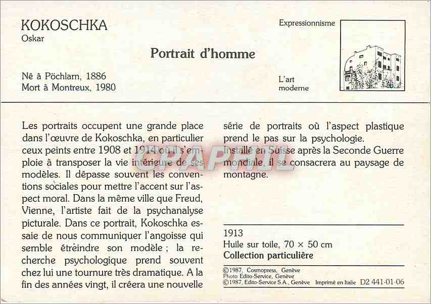 CPM Portrait d'Homme Kokoschka — Verso