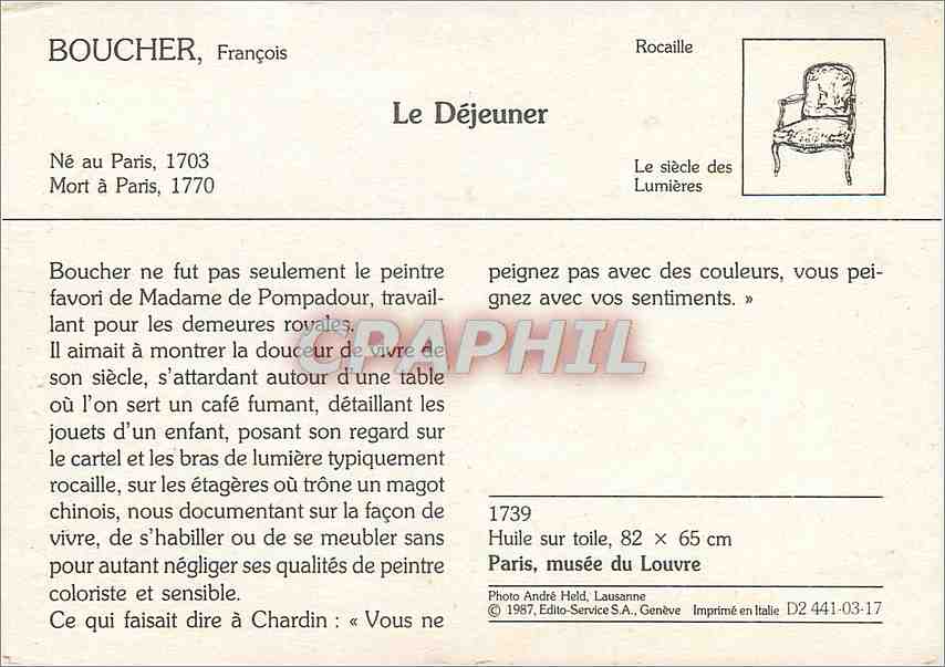 CPM Le Dejeuner Francois Boucher — Verso