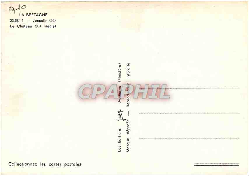 CPM La Bretagne Josselin le chateau (XIe s) — Rückseite