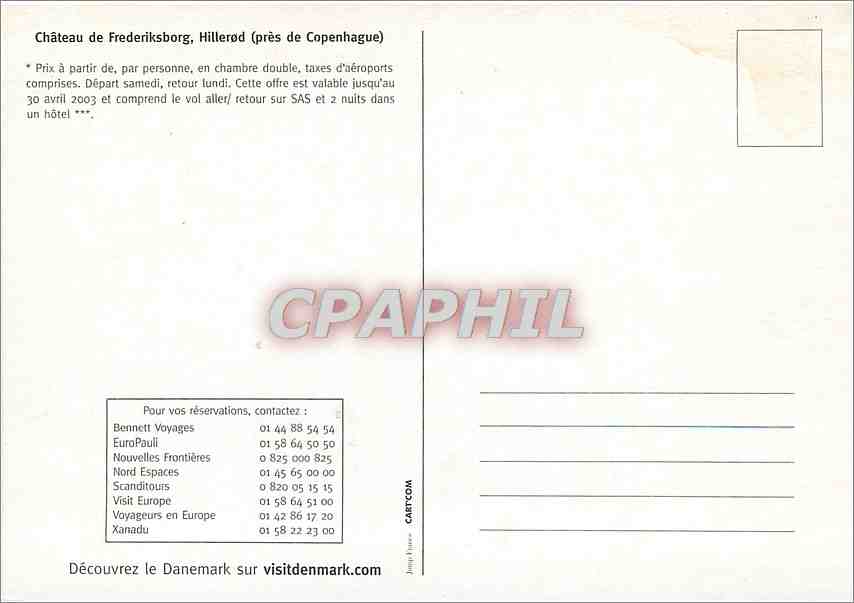 CPM Chateau de Frederiksborg Hillered (pres de Copenhague) SAS Aviation Danemark — Back