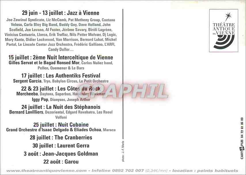 CPM Theatre antique de Vienne ete 2002 Jazz — Rückseite
